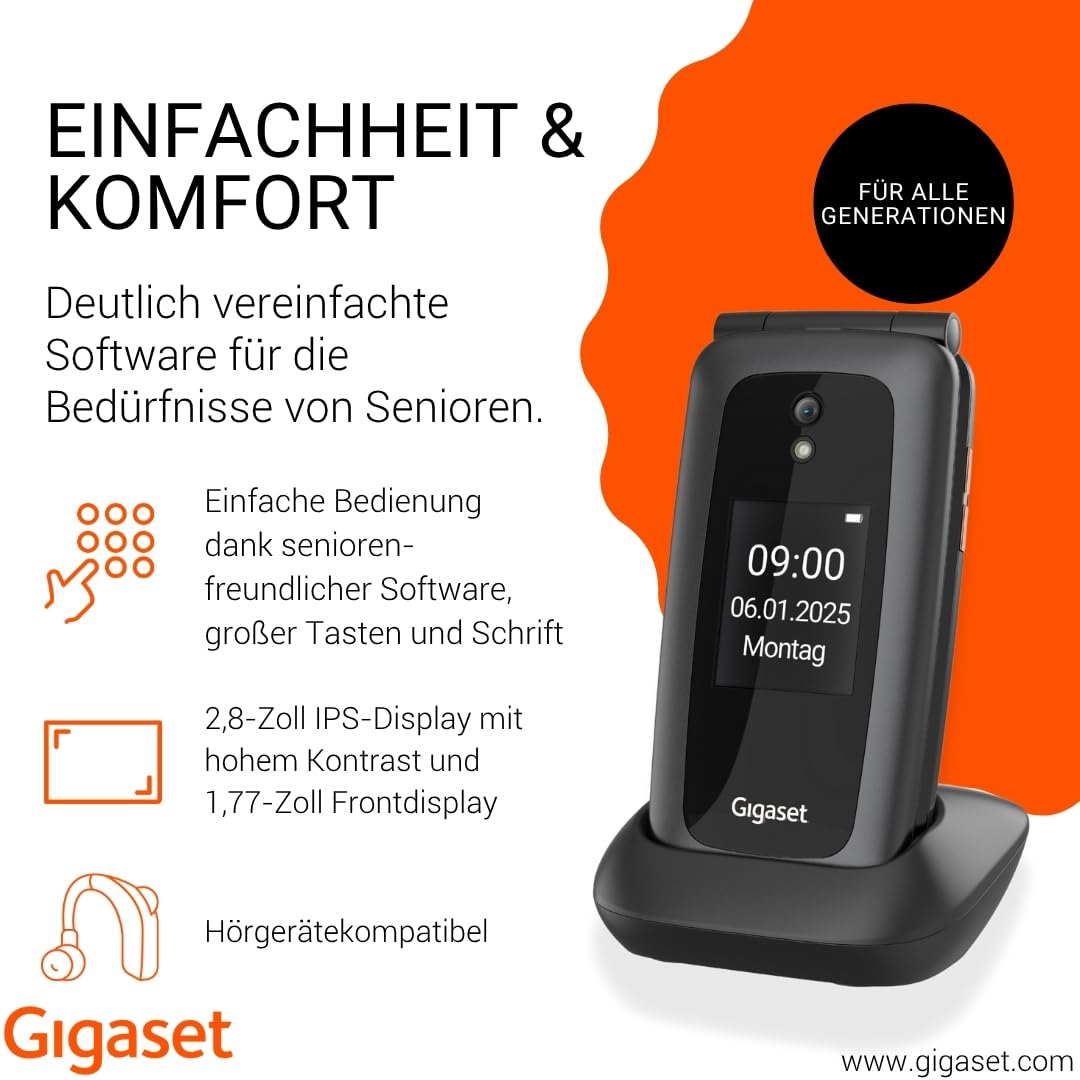 gigaset-gl795-klapphandy-4g-seniorenhandy-dunkelgrau image 2