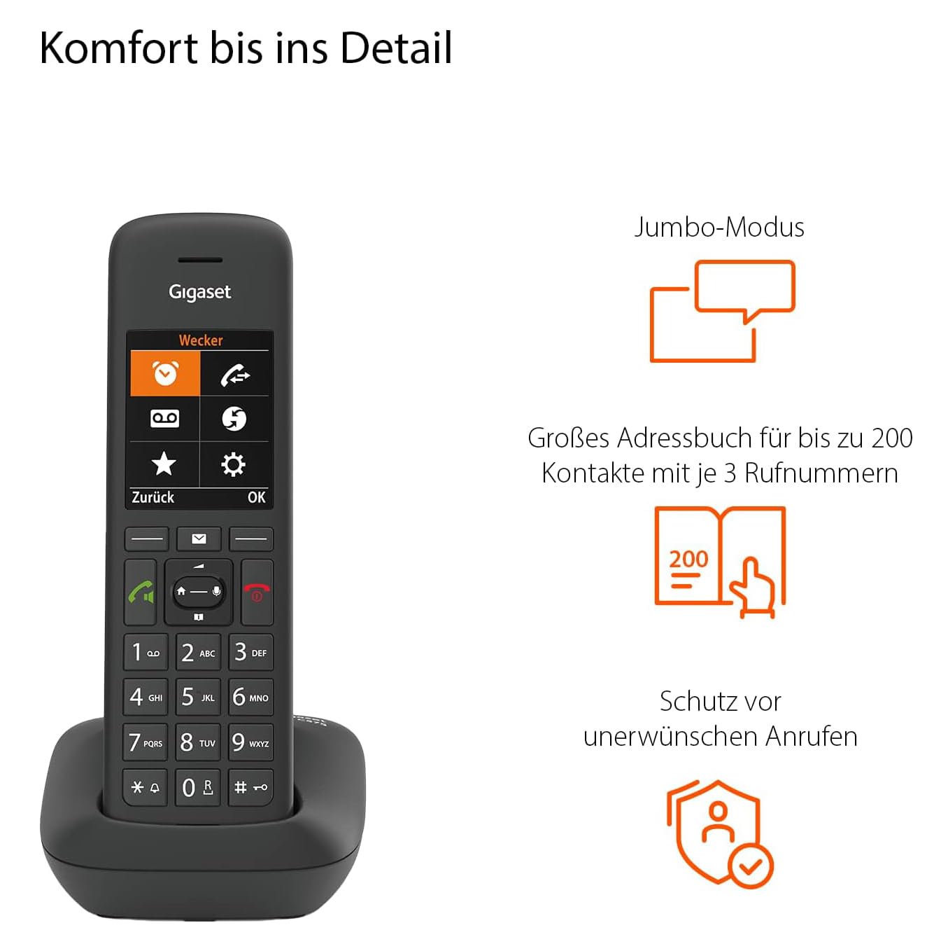 gigaset-c575-schnurloses-dect-telefon-mit-basis-farbdisplay-schwarz image 4