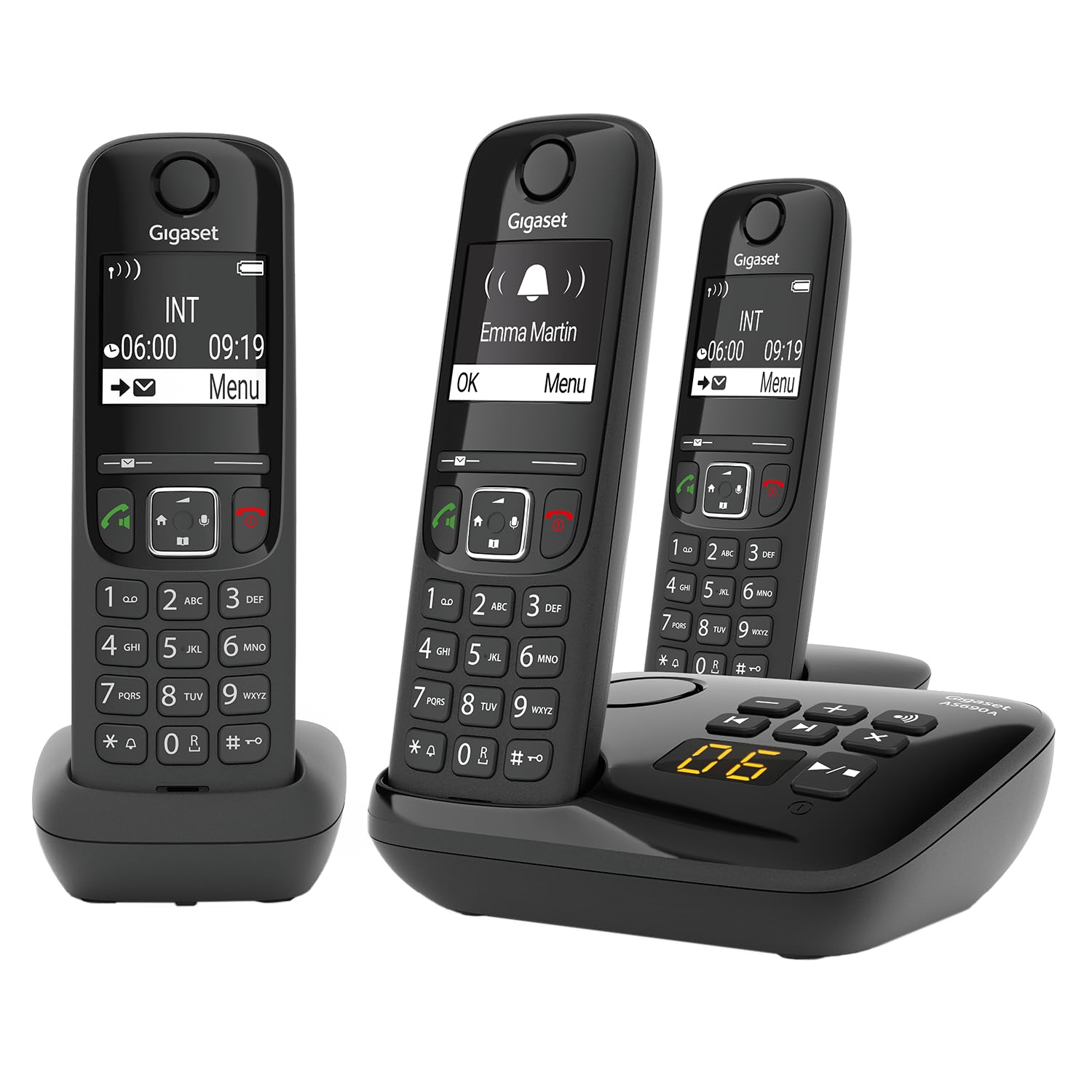 gigaset-as690a-trio-3x-dect-telefon-mit-anrufbeantworter-schwarz image 1