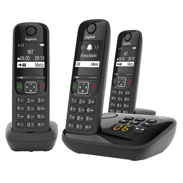 gigaset-as690a-trio-3x-dect-telefon-mit-anrufbeantworter-schwarz image 1
