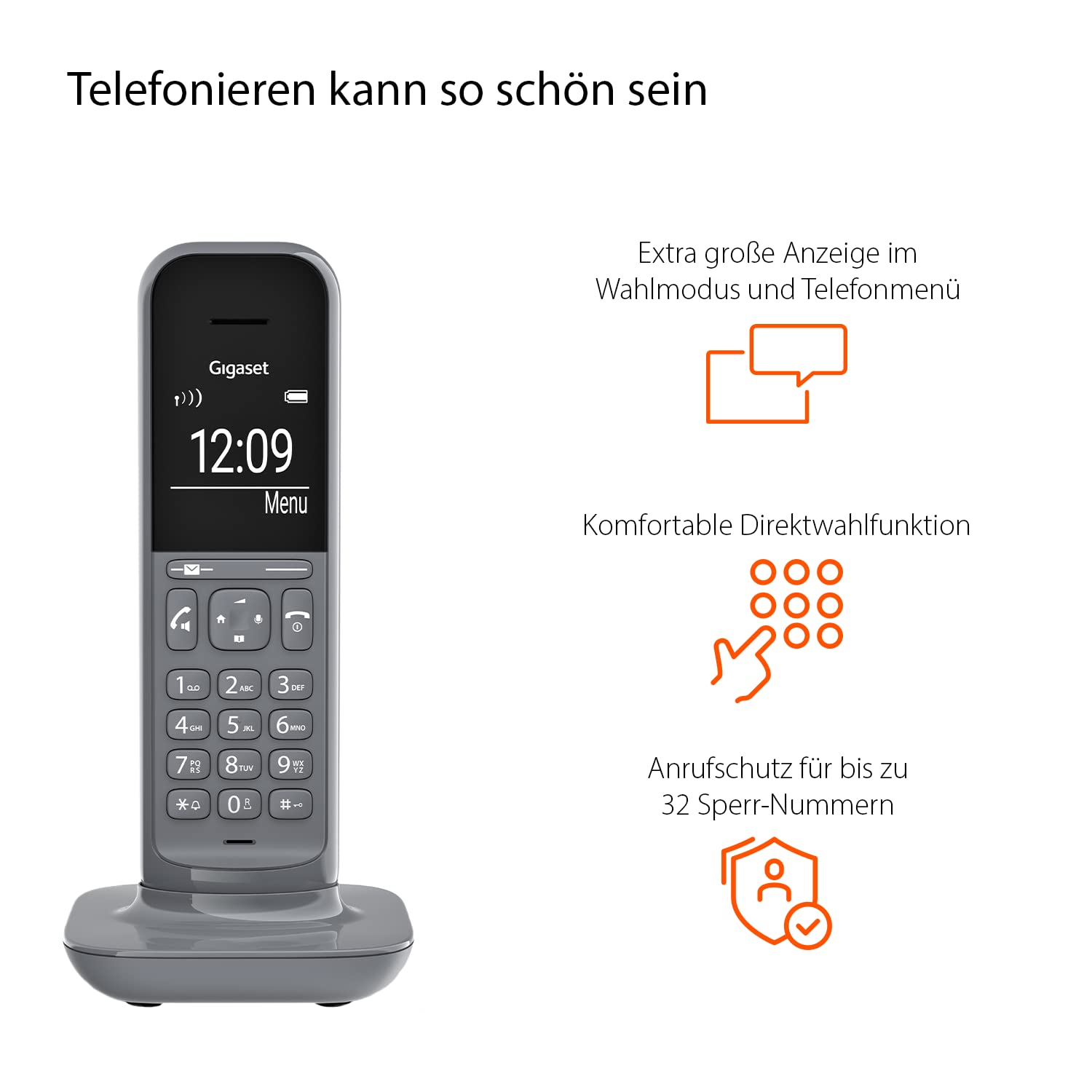 gigaset-cl390hx-design-dect-mobilteil-mit-ladeschale-f-r-fritzbox-grau-ohne-basi image 3